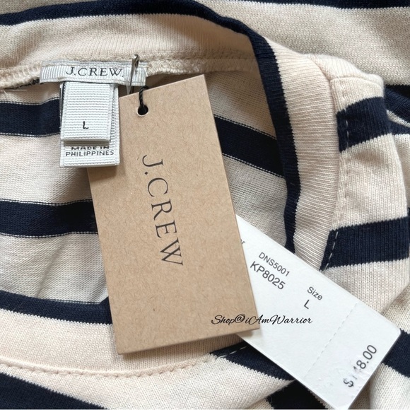 J.Crew NWT genuine leather sleeve cream/black striped top *shop@iamwarrior - Picture 4 of 5